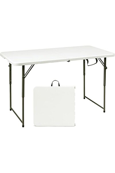 Afifa Furniture White Foldable Table – Adjustable Table for Dining, Camping T...