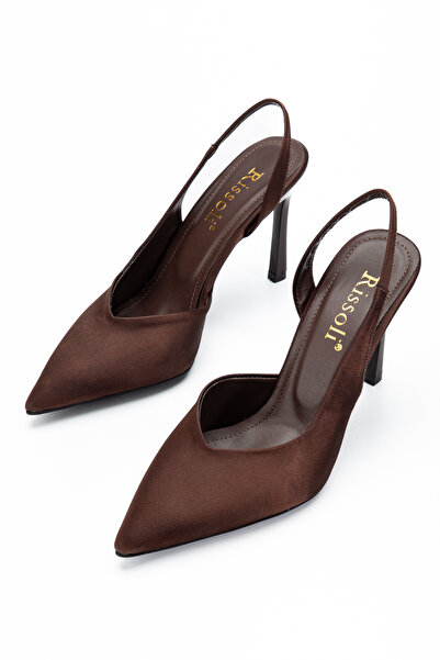 RİSSOLİ Kadın Acı Kahve Saten Yanı Açık Klasik Topuklu Ayakkabı