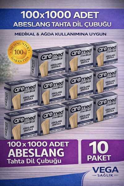 VEGASAĞLIK aremed 100'lü 10 Paket Abeslang Tahta Dil Çubuğu Basacağı - Ağda S...
