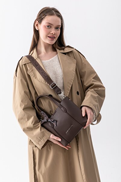 Just Polo Vera Scarf Detailed Adjustable Strap Large Volume Women's Bitter Br...