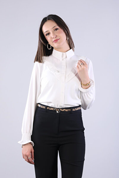 Mckanzie 20223 Ruffled Collar and Gathered Cuff Shirt