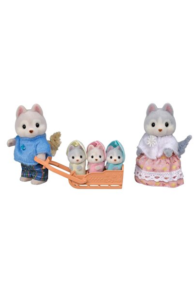 SYLVANIAN FAMILIES مجموعة ألعاب عائلة الهاسكي – ألعاب بيت الدمى متعددة الألوا...
