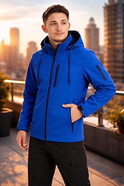Vatan Tekstil Men's Slim Fit Softshell Hooded Men's Coat Water Repellent Wind...