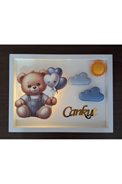 İLAYCA STORE Kişiye Özel Işıklı Bebek Odası Panosu - 40x30 cm Amigurumi & Ahş...