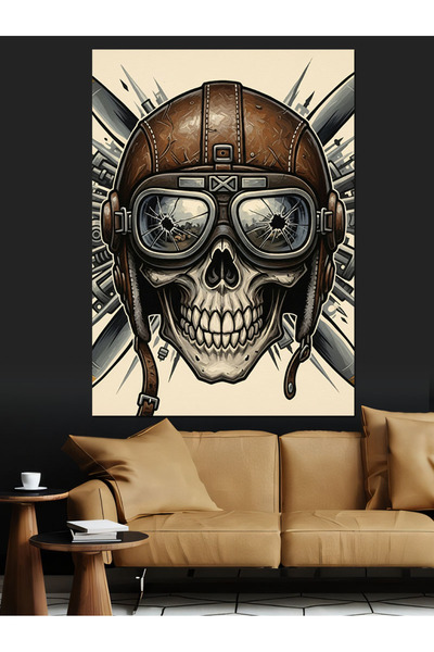 KanvasSepeti Cască de motociclist Pictură în ulei de înaltă calitate texturat...