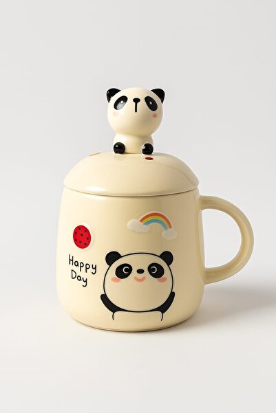 peanelife Happy Day Ceramic Mug with Cute Animal Figures