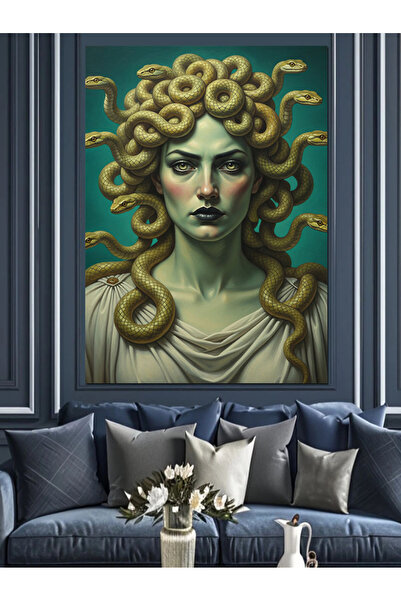 KanvasSepeti Medusa cu păr de șarpe Pictură în ulei de înaltă calitate textur...