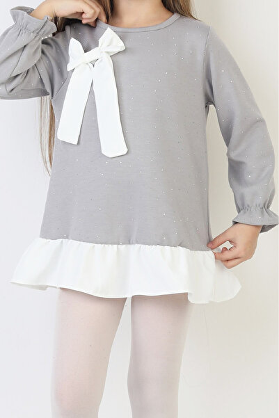 MODANINO Κοριτσίστικο φόρεμα σε στυλ τουνίκ με πέτρινη διακόσμηση και φιόγκο,...