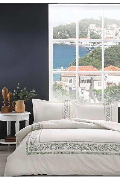 Özdilek Ranforce -Bordado Krem- Double Duvet Cover Set