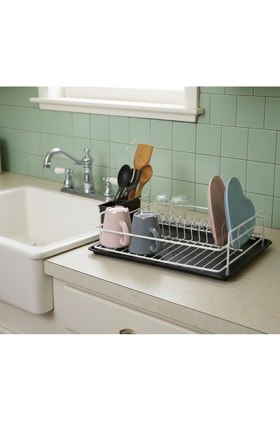 NOYALES HOME Tek Katlı Beyaz Tel Bulaşıklık Tek Katlı Beyaz Tel Tabaklık Ömür...