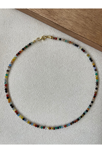 Rupen Kraft 14 Ayar Ayar Doğal Taşlı Altın Kolye Kristal Kesim Mix Akik Taşı ...