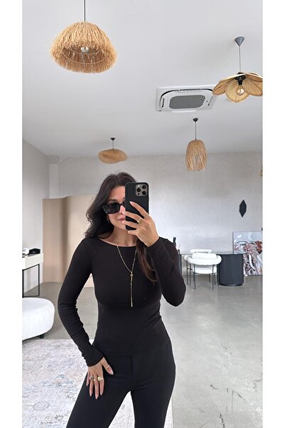 Buket Teke Black Pyr Long Sleeve Basic Blouse