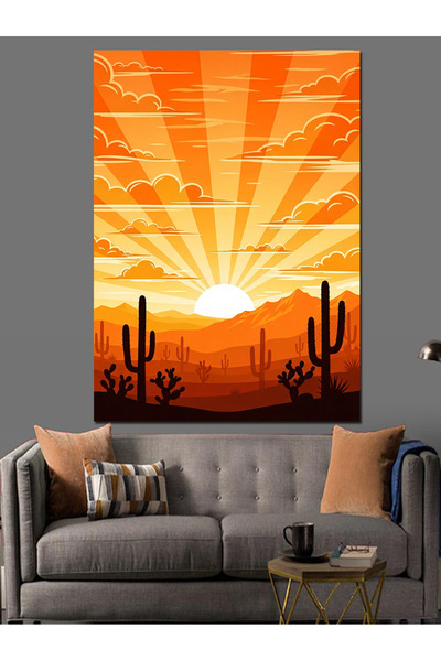 KanvasSepeti Cal în apusul soarelui Pictură în ulei de înaltă calitate textur...