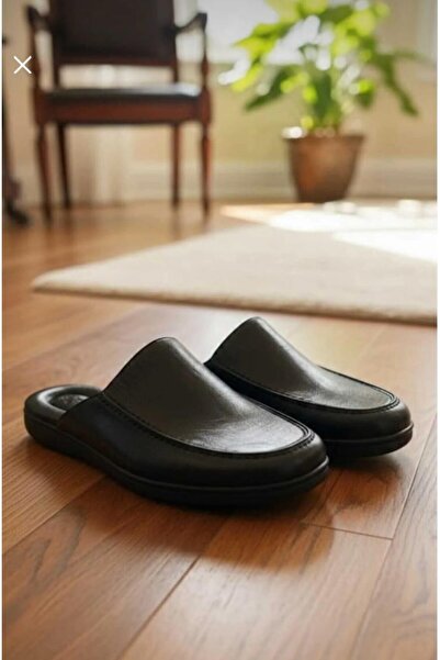 akix Most Preferred Genuine Leather Orthopedic Men's Black Groom House Slippers