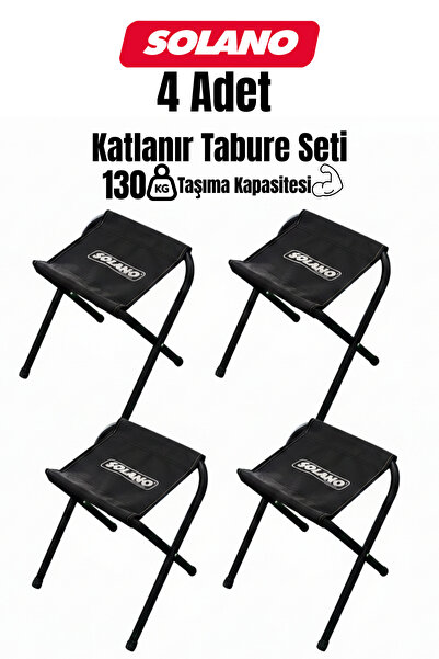 Solano Katlanır Kamp Taburesi 4’lü Set | 1900D Oxford Kumaş | 975 gr | 130 Kg...