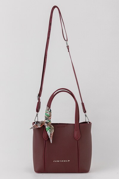 Just Polo Vera Scarf Detailed Adjustable Strap Large Volume Women's Burgundy Shoulder and Crossbody Bag