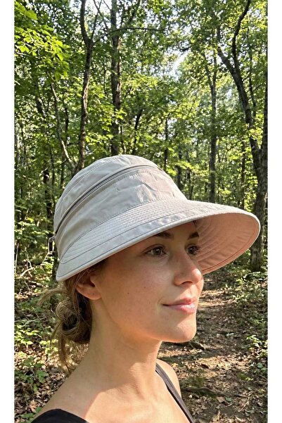 LAGRANZE Women's Wide Brim Open Top Zip Visor Sun Hat Brim Beach Hat