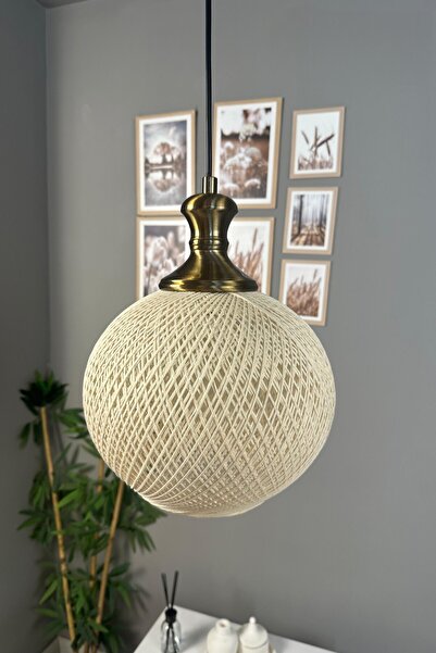 Bamyum Bohem Recycle İplik Jüt El Yapımı Krem İplik Eskitme Tokmak Başlık Tek...