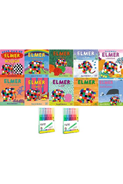 MundiKitap Elmer 10 Kitap Set/Wilbur+Gökkuşğı+Yarış+Kar+Kelebk+Yabncı+Süper E...