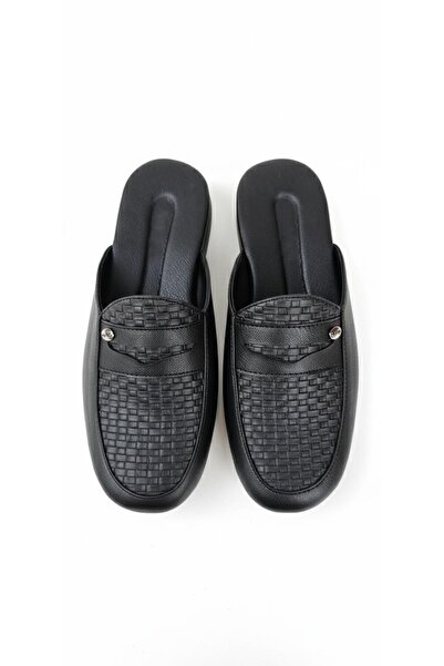 akix Most Preferred Genuine Leather Orthopedic Men's Black Groom House Slippers