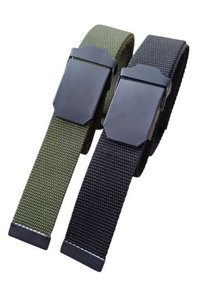 Deribond 2 Pieces of Belt Black and Khaki Men's Palaska Style