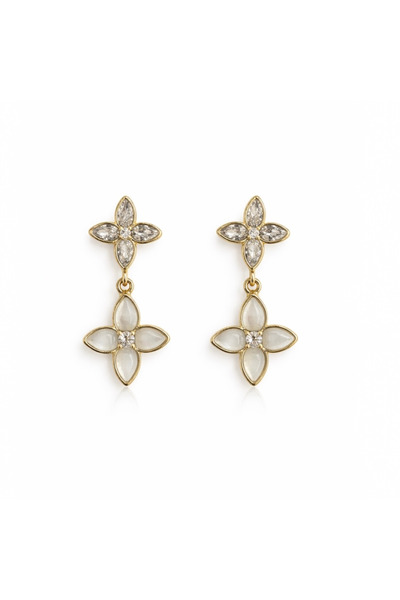 neslyaccessories 14k Altın Kaplama Çiçek Küpe
