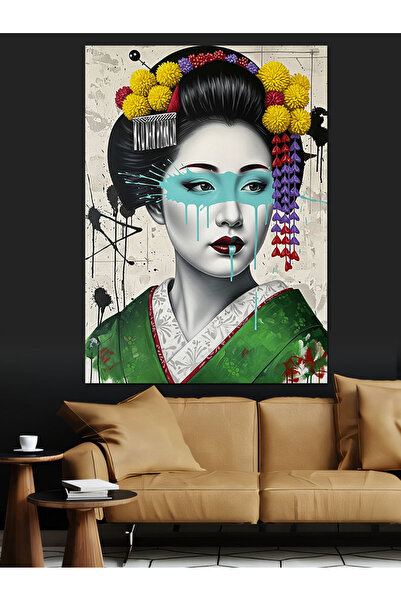 KanvasSepeti Όμορφη Γυναίκα Γκέισα Υψηλής ποιότητας ελαιογραφία Με υφή Καμβάς...