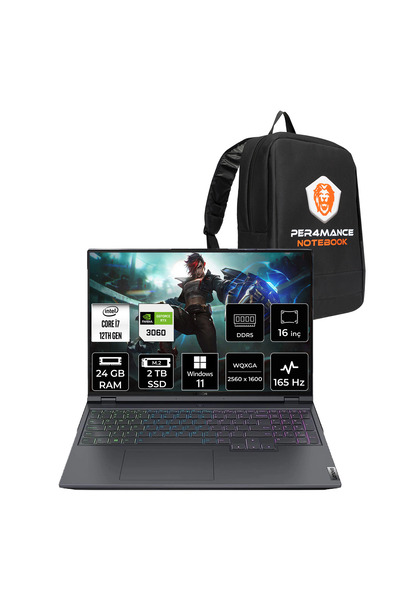 LENOVO Legion 5 Pro i7 12700H 24GB 2TB SSD RTX3060/6GB 140W 16" QHD+ 165Hz W1...