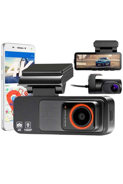 BLACK BOX 4K UHD Wi-Fi Ön ve Arka Araç Kamerası | G-Sensörlü Gece Görüşlü Ara...