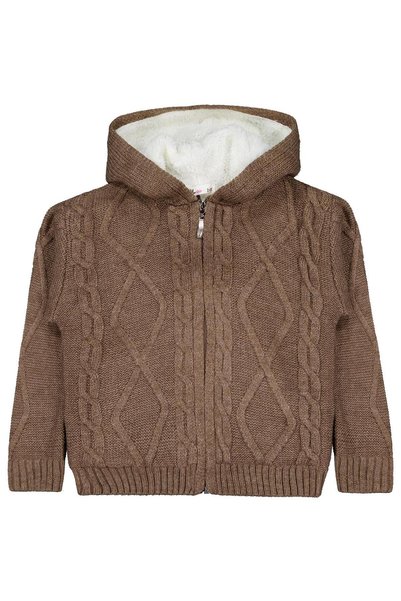 Civil Boys Hair Braided Fleece Inside Hooded Cardigan for 2-5 Years - Beige 3...