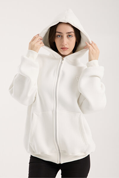 Fer Valiant Basic Hooded Oversize Cardigan Zipper Sweatshirt