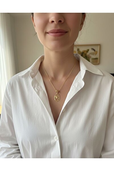 Vintage Takıhane Gold Sarmal Spiral Modern Kolye