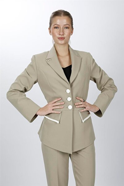 ÖNDER ÖZSOY Garnili Men's Collar Model Women's Jacket-Bamboo