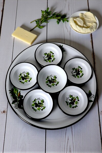 İnci Emaye 7 Piece Batdal Boy Enamel Breakfast Set, Presentation, Breakfast P...