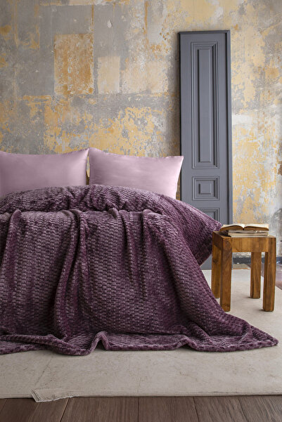 Apricitas HOME Trusty Mürdüm Single Jacquard Patterned Blanket - 160*220 cm