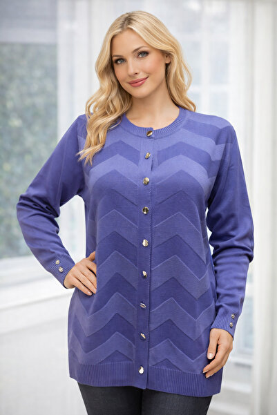 Stilmony Women's Elegant Model Zigzag Patterned Buttoned Standard Mercerized ...