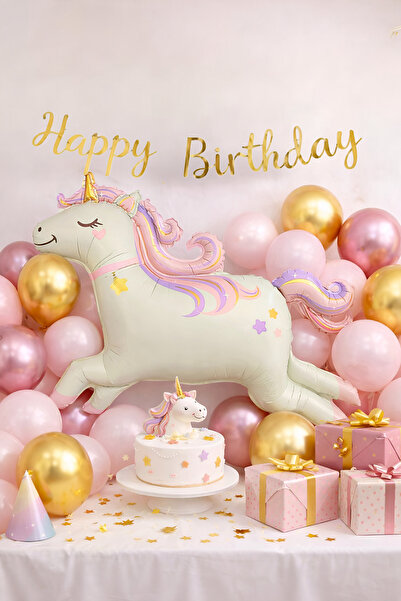 Öztürkpartievi Unicorn Gold & Pembe Doğum Günü Balon Set