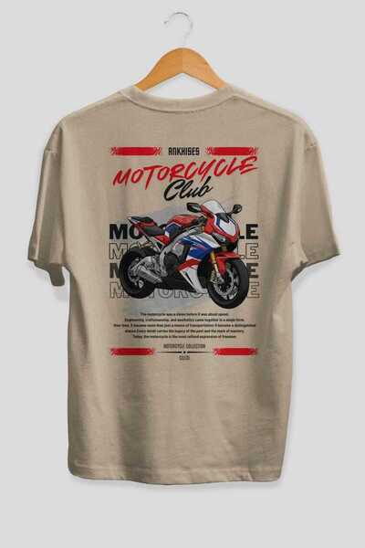 Ankhises Motociklistička serija 4, zadnji Štampano bež Oversize kroj T-shirt ...