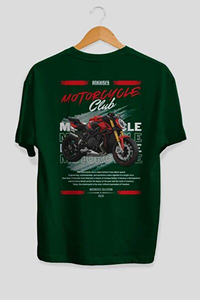 Ankhises Tricou oversize verde cu imprimeu pe spate din seria Motociclete 26,...