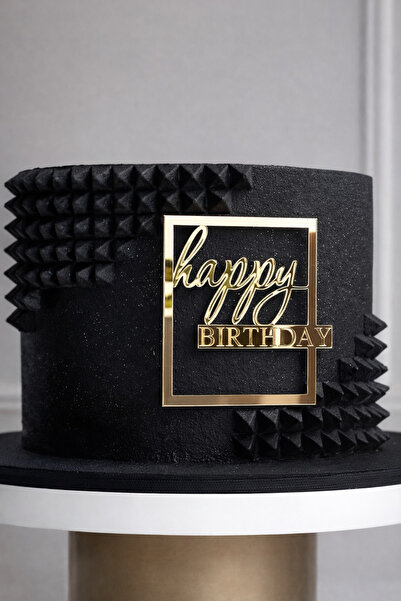 Ege Concept Life Happy Birthday Yazılı Gold Pleksi Pasta ve Hediye Süsü Kod 1...