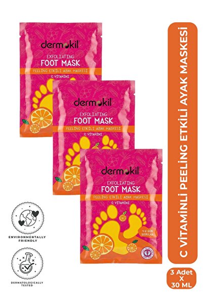 Dermokil C Vitaminli Peeling Etkili Soyulabilen Ayak Maskesi 30 ml x 3 Adet