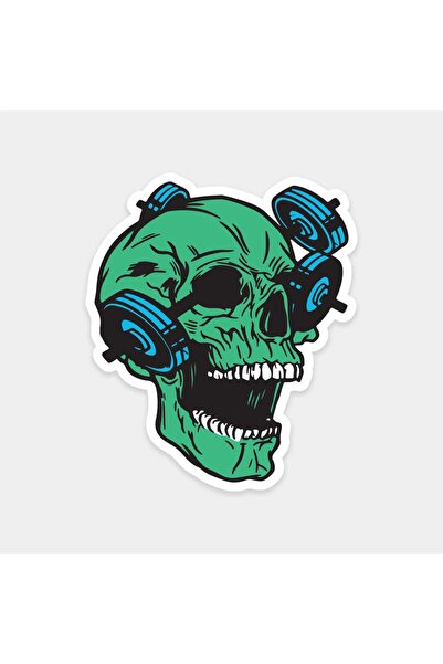 Ağırlık Delisi Kafatası Sticker