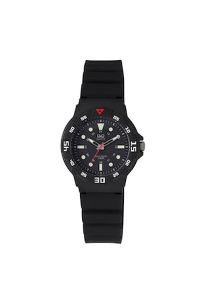 Q&Q Ceas rotund din plastic, negru