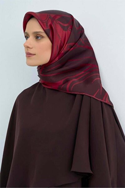 Armine Sura Pure Silk Scarf 9553 - 34 Burgundy Red Floral Pattern