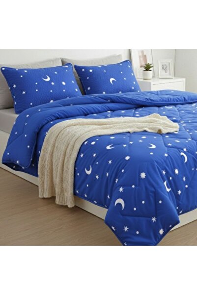 Pucioasa Promo set double bed quilt 200x215cm + 2 gift pillows, Pucioasa, blu...