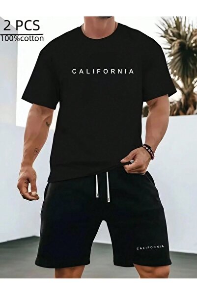 PAVRO Unisex Oversize Shorts Set Bottom-Top Two-Piece Casual Mixed Pvr Ozell ...