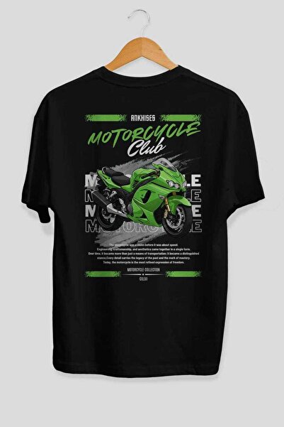 Ankhises Tricou oversize negru cu imprimeu în spate Motocicletă Seria 12, 100...