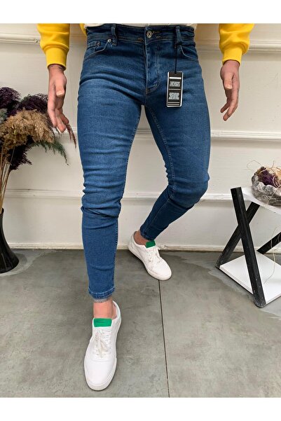 Ser Joven Men's Blue Slim Fit Lycra Jean Trousers