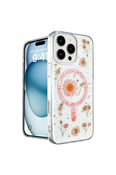 eco port حافظة آيفون 16 برو ديزي لامعة Magsafe - وردي