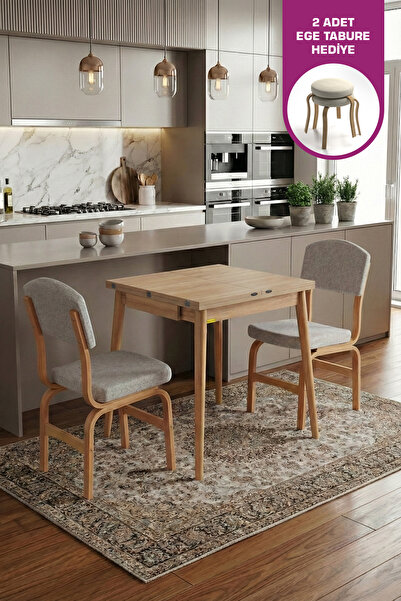 VİLİNZE Ege Sandalye Avanos Ahşap MDF Mutfak Masası Takımı - 70x140 cm